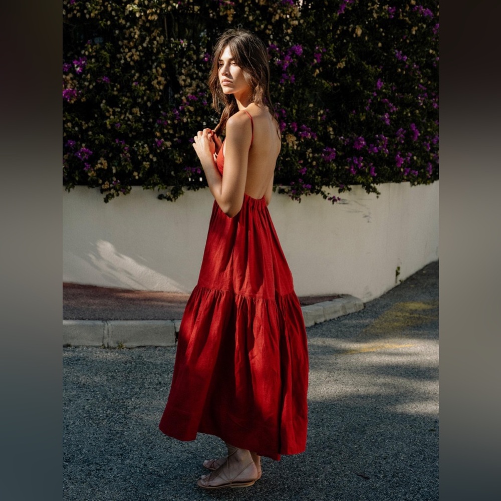 Ellie Maxi Dress - Linen - Strawberry